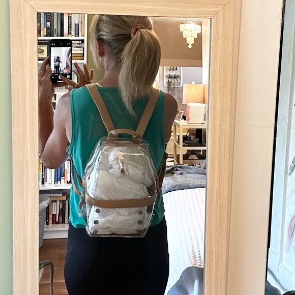 HAMMITT NIB Clear Backpack with tan leather trim & silver grommets - Picture 13 of 13